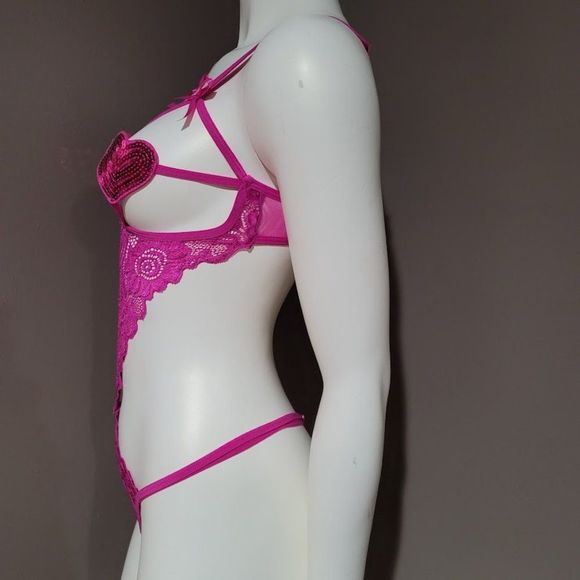 Sequin Floral Lace Teddy Bodysuit Lingerie - Picture 3 of 6